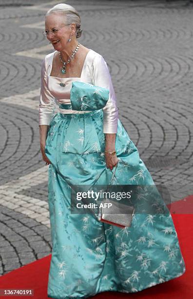 Queen Margrethe II of Denmark arrives for a gala performance at the Stockholm Concert Hall in Stockholm on June 18, 2010. Sweden's Crown Princess...