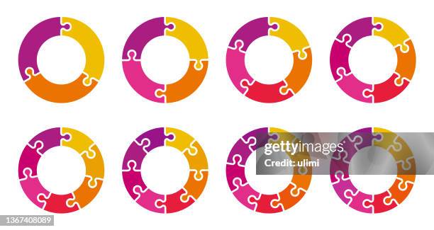 stockillustraties, clipart, cartoons en iconen met circle charts - puzzel