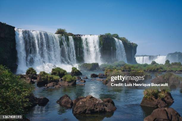 cataratas do iguazu & blue sky - iguacu stock pictures, royalty-free photos & images