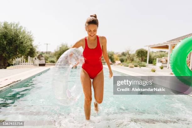 my summer day - red swimwear stock pictures, royalty-free photos & images