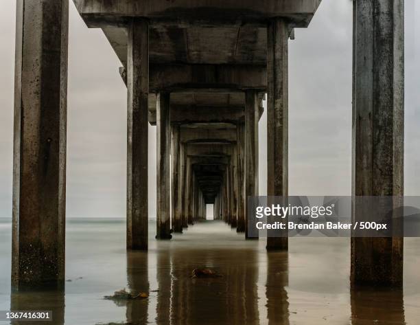 scripps pier,la jolla,california,view of pier over sea,san diego,united states,usa - scripps pier stock pictures, royalty-free photos & images