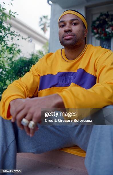 Player Derek Fisher at his home in January, 2001 in Encino, California.