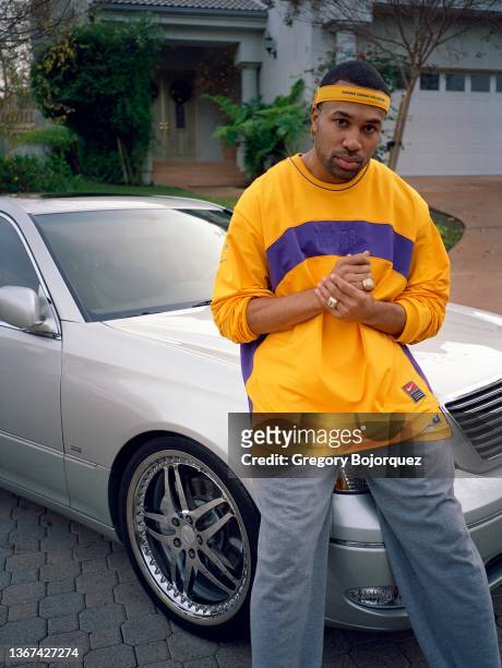 Player Derek Fisher at his home in January, 2001 in Encino, California.