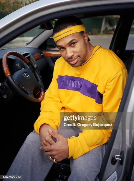 Player Derek Fisher at his home in January, 2001 in Encino, California.