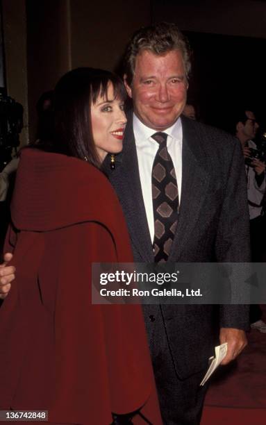 William Shatner and Marcy Lafferty attend the screening of "Hamlet" on December 18, 1990 at Mann Village Theater in Westwood, California.
