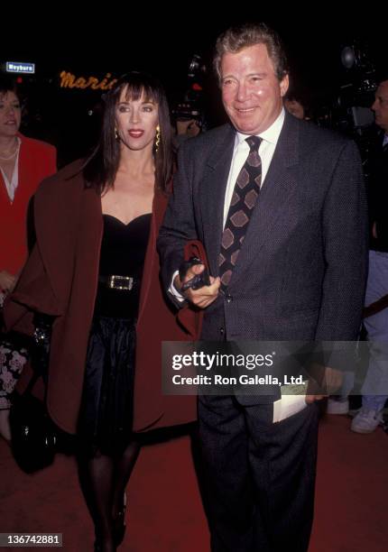 William Shatner and Marcy Lafferty attend the screening of "Hamlet" on December 18, 1990 at Mann Village Theater in Westwood, California.