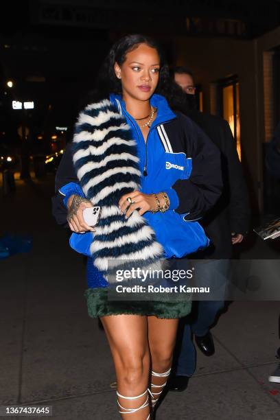 Rihanna is seen on January 27, 2022 in New York City.