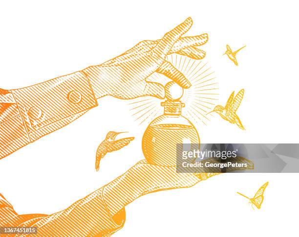 essential oil bottle and hands - 精油 幅插畫檔、美工圖案、卡通及圖標