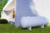 Exterior Of Villa With Propane Gas Tank In The Backyard
