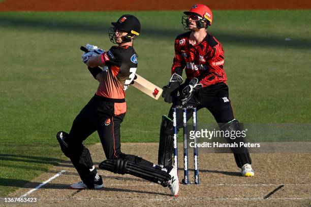 Mitchell Santner of the Northern Brave bats during the Super Smash domestic cricket Twenty20 mens final between the Northern Brave and the Canterbury...