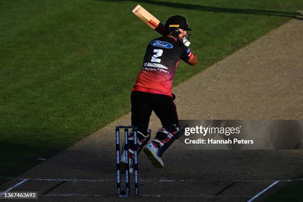 Colin de Grandhomme of the Northern Brave bats during the Super Smash domestic cricket Twenty20 mens final between the Northern Brave and the...