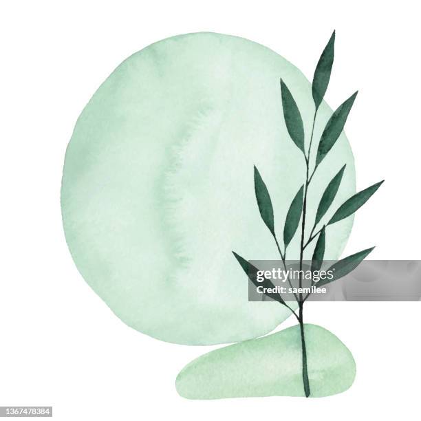 watercolor green abstract background with plant - leaf shape stock illustrations