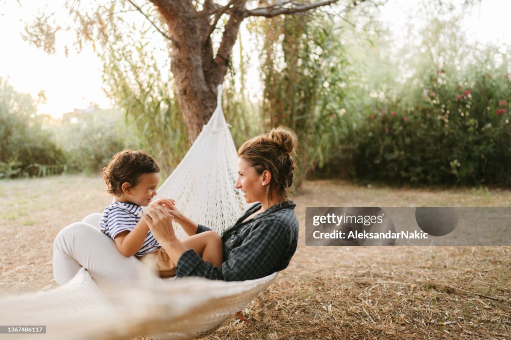 Relaxing moments in a hammock