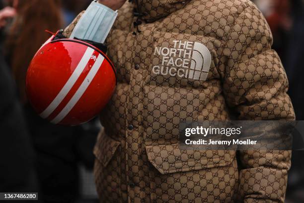 Fashion week Guest is seen outside Jean Paul Gaultier during Paris Fashion Week Haute Couture Spring/Summer 2022 on January 26, 2022 in Paris, France.