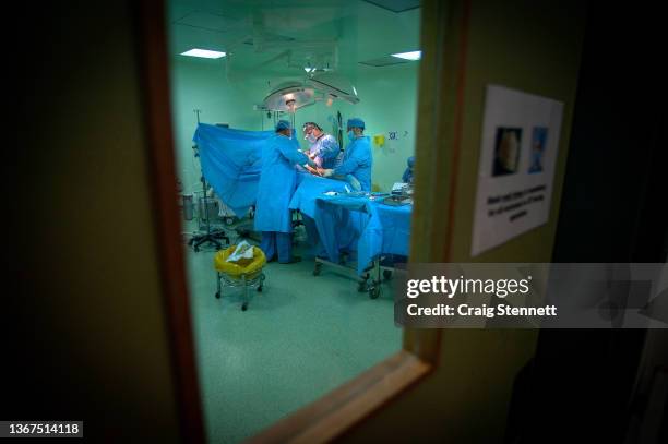 Orthopedic Surgeon Dr Ali AlAni in surgery with his surgical team at MSF's Hospital for Reconstructive Surgery on January 12, 2016 in Amman, Jordan....