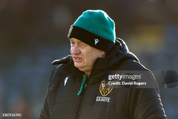 Chris Boyd, Northampton Saints Director of Rugby looks on prior to the Gallagher Premiership Rugby match between Worcester Warriors and Northampton...