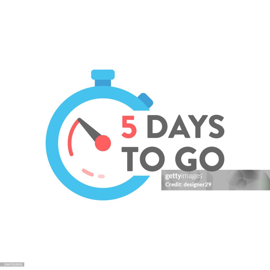 Fünf Tage vor dem Abzeichen. Countdown-Timer-Vektor-Design.