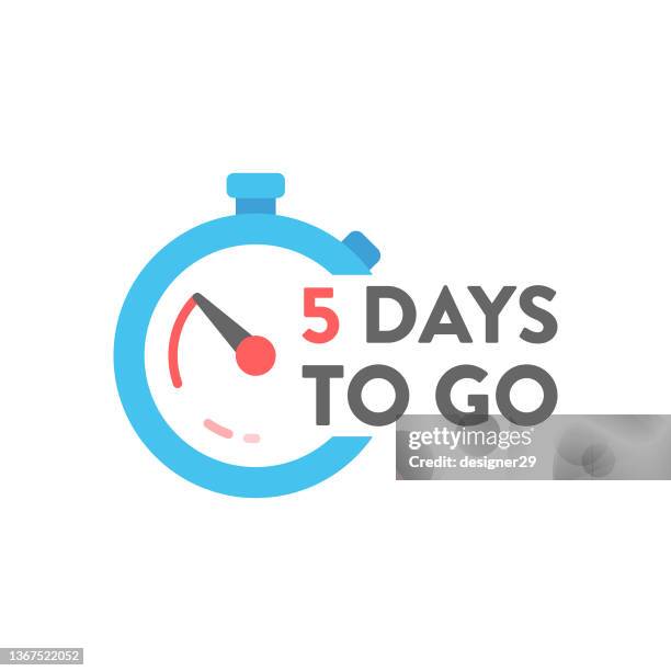 stockillustraties, clipart, cartoons en iconen met five days to go badge. countdown timer vector design. - tijdelijk