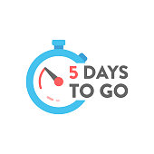 Five Days To Go Badge. Countdown Timer Vector Design.