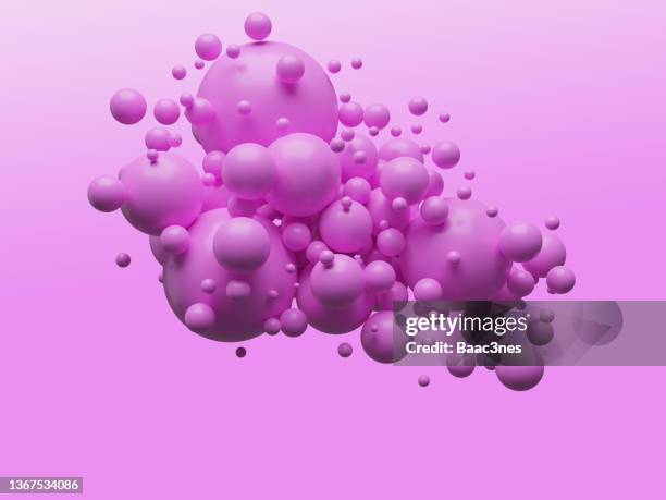 group of pink spheres on pink background - miteinander verbunden stock-fotos und bilder