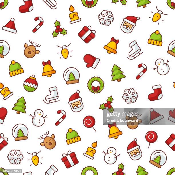 christmas seamless icon background - hard candy wrapper stock illustrations