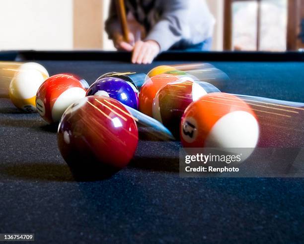person playing pool: motion blur - pool billiards balls stock pictures, royalty-free photos & images