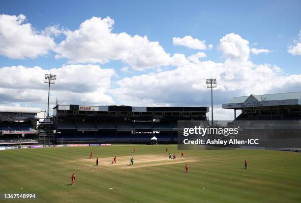 General view of play during the ICC U19 Men's Cricket World Cup Plate Semi Final 2 match between Ireland and Zimbabwe at Queen's Park Oval on January...