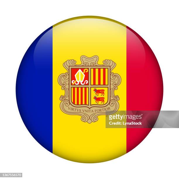 andorra national flag. vector icon. glass button for web, app, ui. glossy banner. - andorra stock illustrations