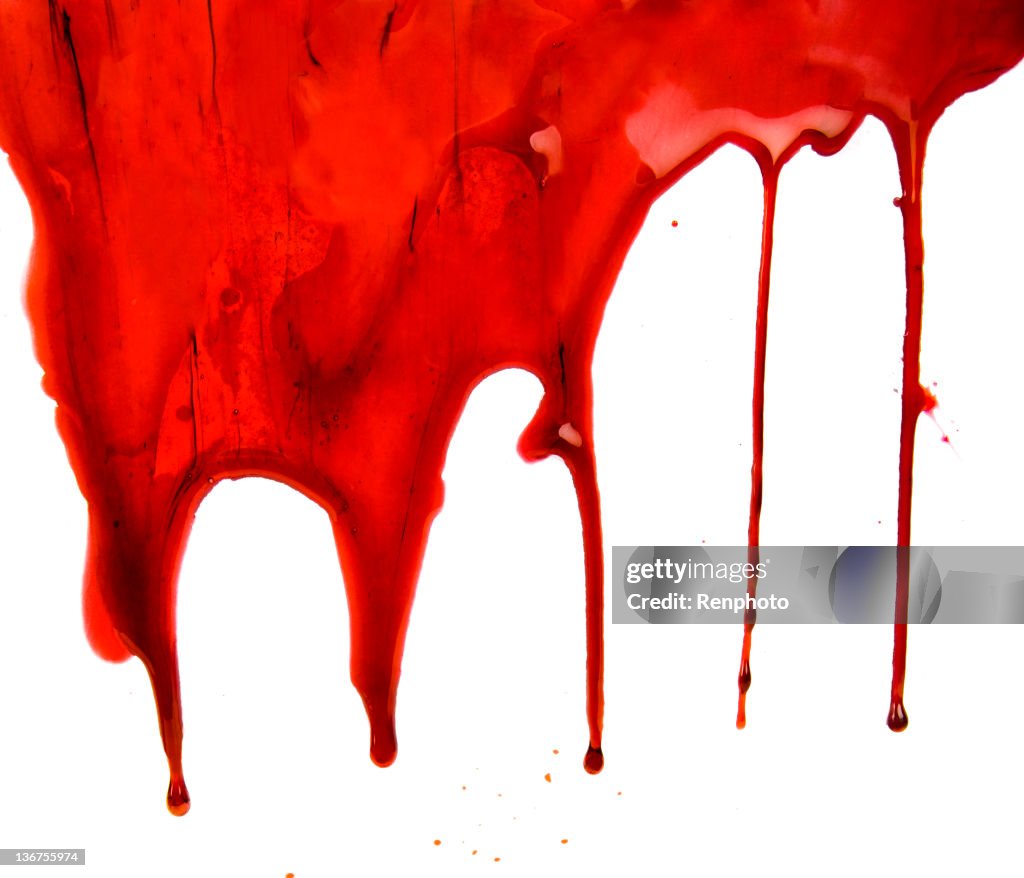 Blood Dripping on White Background