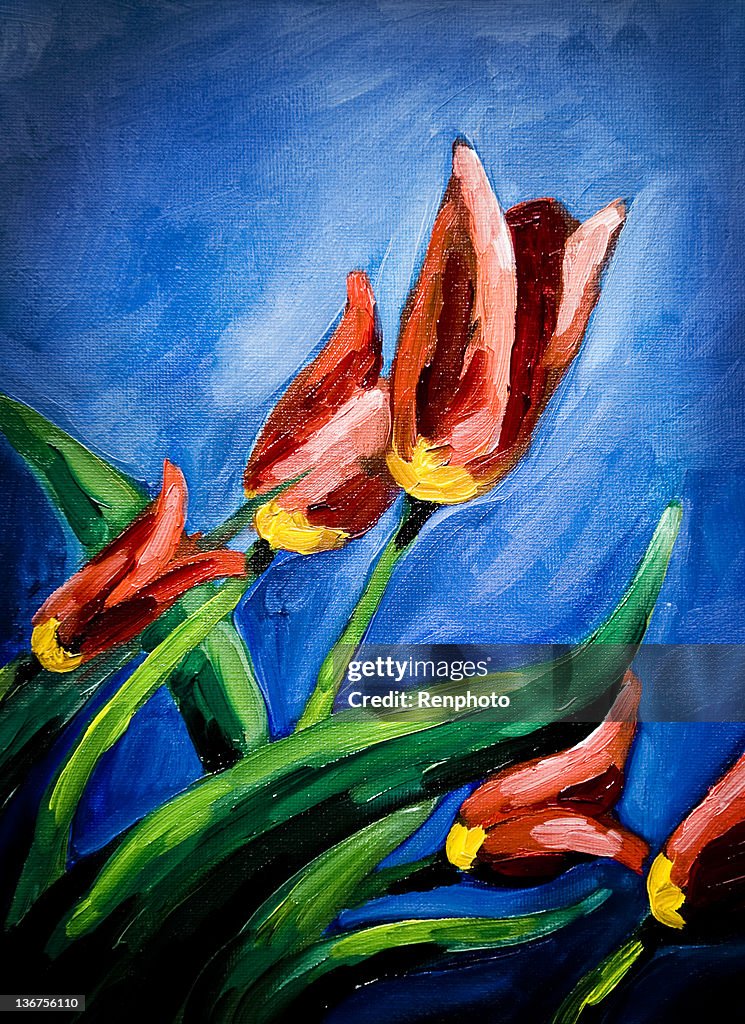 Peinture à l'huile: Tulipes