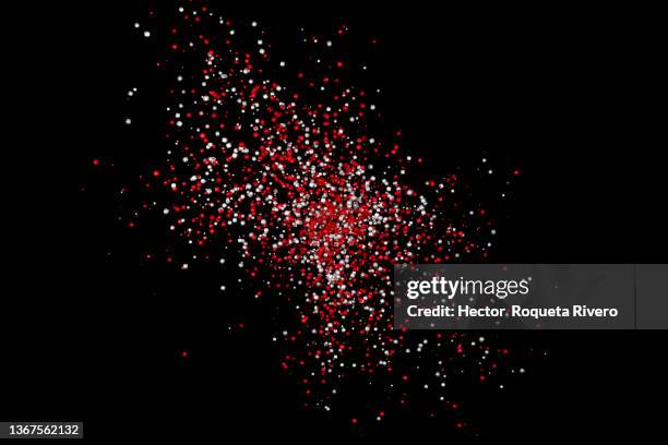 red and white cubes exploding on black background, part of a series, 3d render - creative destruction stock pictures, royalty-free photos & images