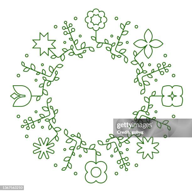 geometric flower blank round frame background - tulips background stock illustrations