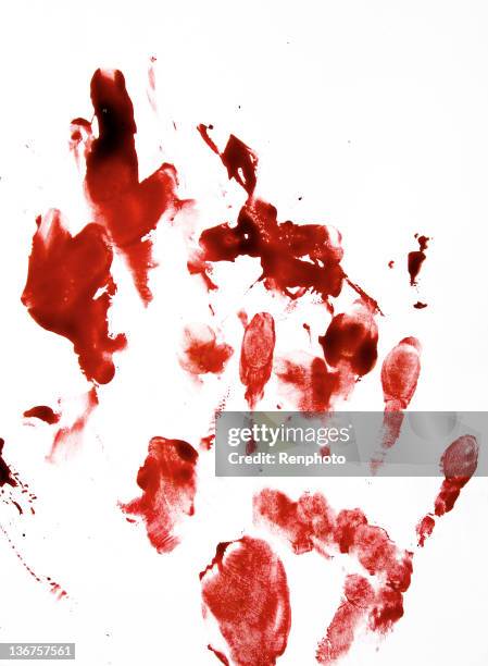 bloody hand print - bloody smeared handprint stock pictures, royalty-free photos & images