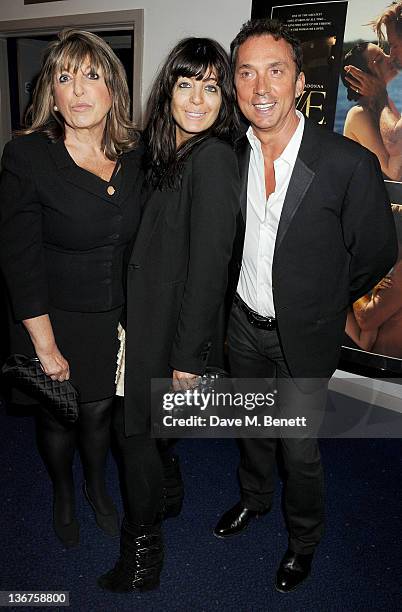 Eve Pollard, Claudia Winkleman and Bruno Tonioli attend the UK premiere of 'W.E.' at Kensington Odeon on January 11, 2012 in London, England.