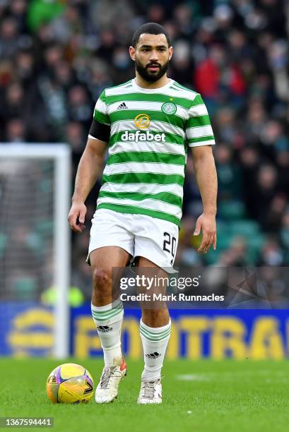 Cameron Carter-Vickers of Celtic in action during the Cinch Scottish Premiership match between Celtic FC and Dundee United at Celtic Park on January...