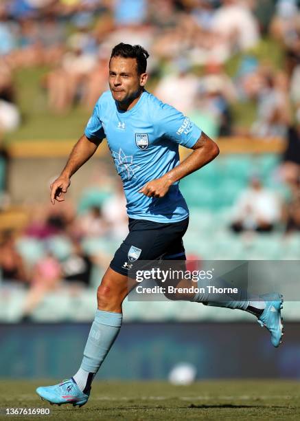 Bobo of Sydney celebrates scoring a goal during the round 12 A-League Men's match between Sydney FC and Central Coast Mariners at Leichhardt Oval, on...