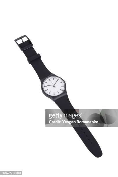 wristwatch isolated on white background - rubber bracelet stock pictures, royalty-free photos & images