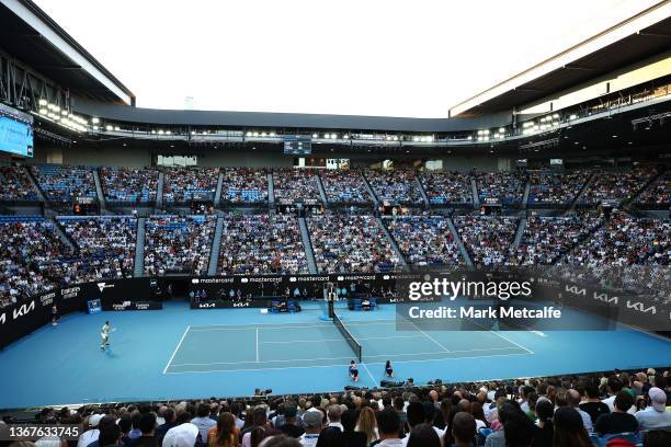 General view of Rod Laver Arena during the Men's Singles Final match between Rafael Nadal of Spain and Daniil Medvedev of Russia during day 14 of the...