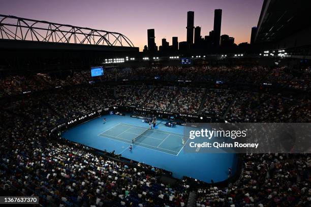 General view of Rod Laver Arena during the Men's Singles Final match between Rafael Nadal of Spain and Daniil Medvedev of Russia during day 14 of the...