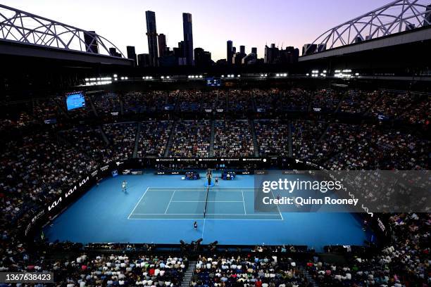 General view of Rod Laver Arena during the Men's Singles Final match between Rafael Nadal of Spain and Daniil Medvedev of Russia during day 14 of the...