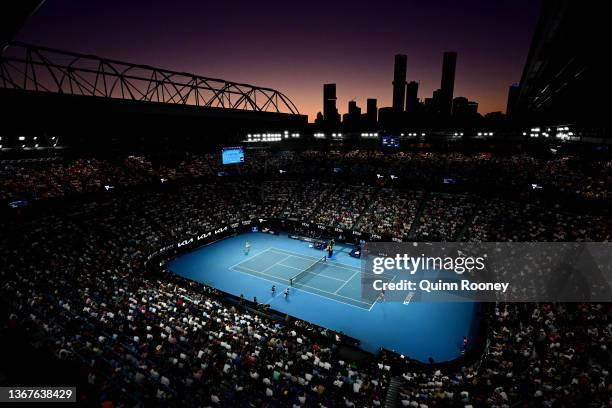 General view of Rod Laver Arena during the Men's Singles Final match between Rafael Nadal of Spain and Daniil Medvedev of Russia during day 14 of the...