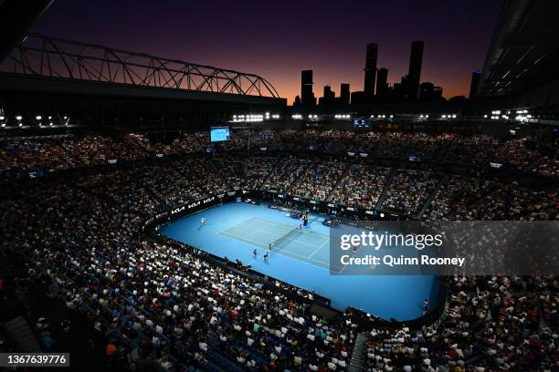 General view of Rod Laver Arena during the Men's Singles Final match between Rafael Nadal of Spain and Daniil Medvedev of Russia during day 14 of the...