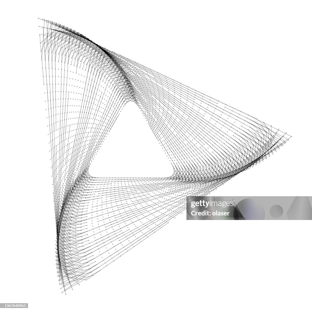 Complex Intersecting Triangles Complex Rotating Triangle Made Of Lines And Dots High-Res Vector ...