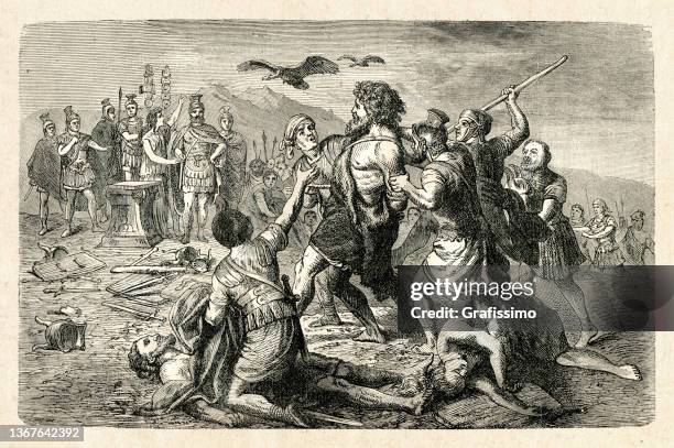 roman general gaius marius taking teuton king teutobod as prisoner 102 bc - ancient roman armor stock illustrations