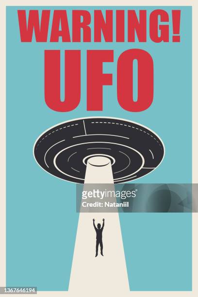 space poster - ufo abduction stock illustrations