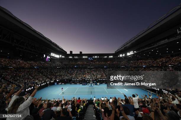 General view of Rod Laver Arena during the Men's Singles Final match between Rafael Nadal of Spain and Daniil Medvedev of Russia during day 14 of the...
