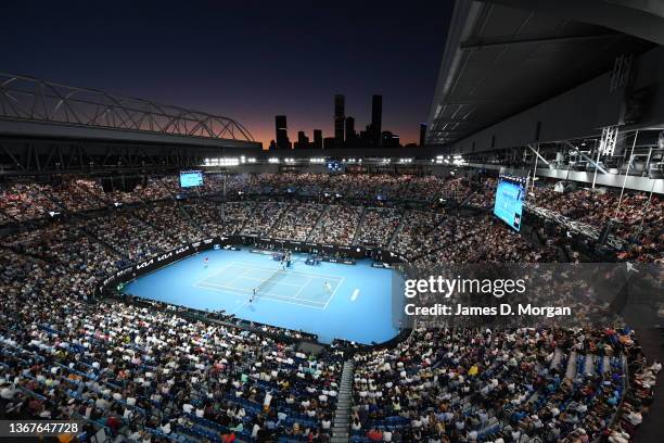 General view of Rod Laver Arena during the Men's Singles Final match between Rafael Nadal of Spain and Daniil Medvedev of Russia during day 14 of the...