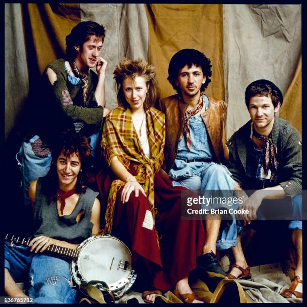 Steve Shaw, Helen O'Hara, Kevin Rowland, Seb Shelton and Billy Adams of Dexys Midnight Runners, group portrait at Diamond Sound Rehersal Studios in...