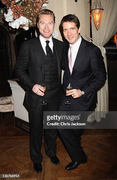 Ronan Keating and Kris Thykier arrive at the after-party for the UK premiere of W.E. At Belvedere Restaurant on January 11, 2012 in London, England....