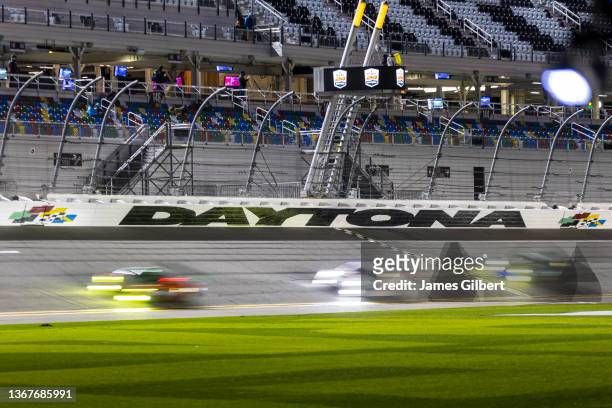 General view as cars race during the Rolex 24 at Daytona International Speedway on January 30, 2022 in Daytona Beach, Florida.